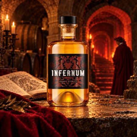 Amaro Infernum nelle cantine del castello con richiamo a Dante Alighieri