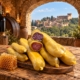 Salame in cera d’api su un tagliere con favo, in una cantina con vista sul Castello di Gradara