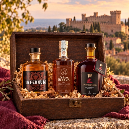 Gli Elisir della Rocca con Infernum, Veleno Borgia e Ippocrasso davanti al Castello di Gradara