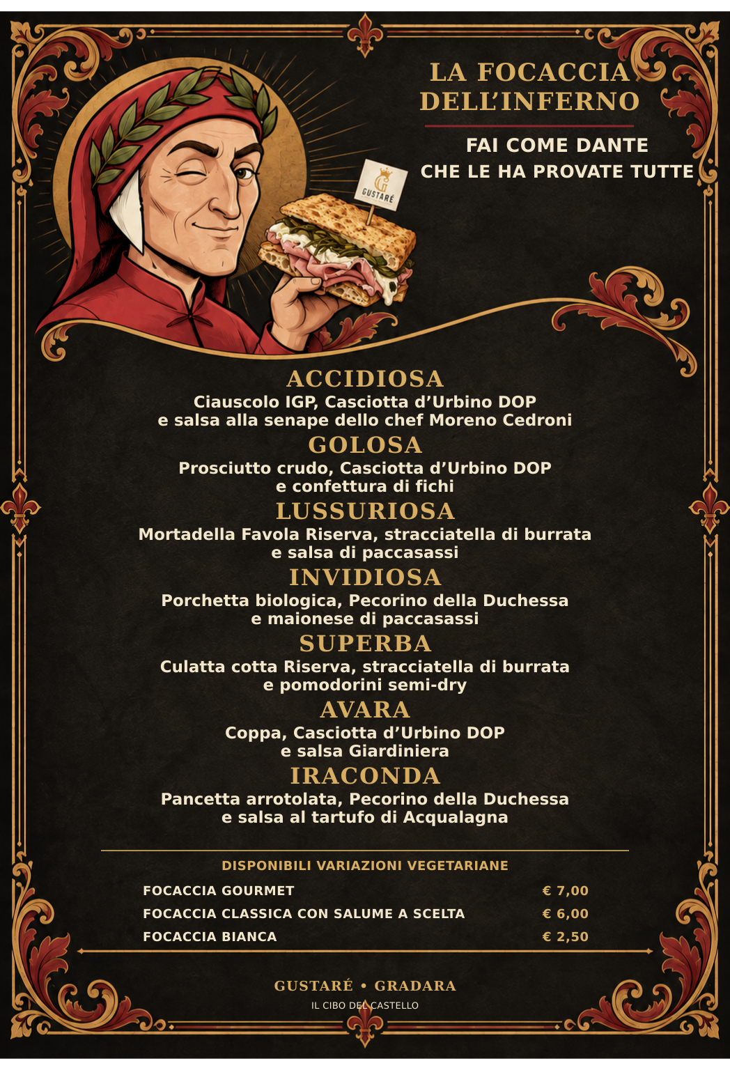 menu-dante-focaccia-v8 Menù delle focacce gourmet dedicate a Dante